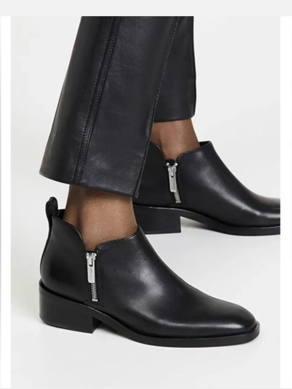 3.1 Phillip Lim Black Leather Short Ankle Booties Size 37.5 / US 7